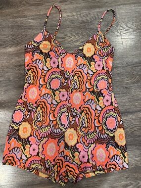 Zara Retro Floral Vibrant Print Romper NWT